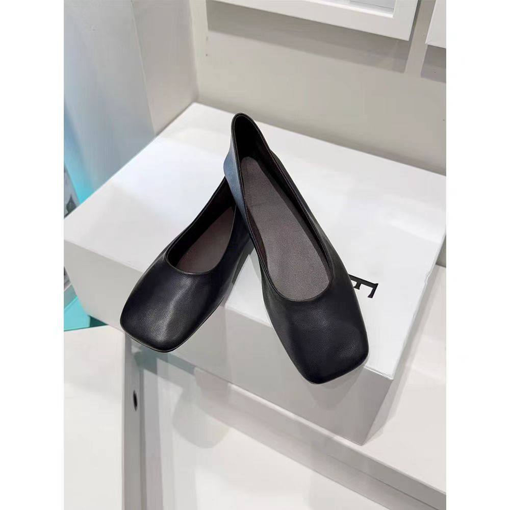 Women's Modern Square-Toe Ballet Flats with Fine Texture