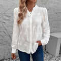 Women's Blouse with Elegant Floral Eyelet Pattern