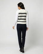 Women's Sleeveless Cardigan with Button Placket and Stripes