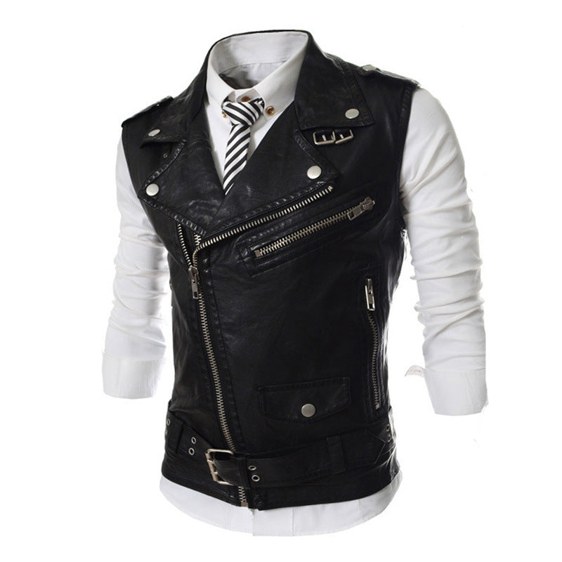 Women's Biker Vest with Asymmetric Zipper