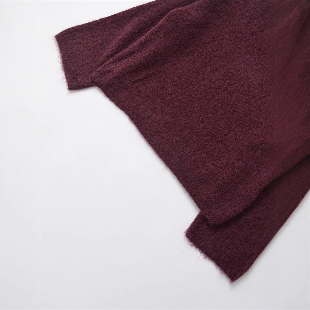 Women's Chunky Knit Sweater with Relaxed Fit and Wide Crew Neck