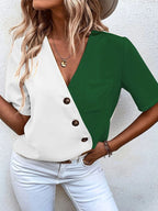 Women's Blouse with Asymmetric Design and Button Details