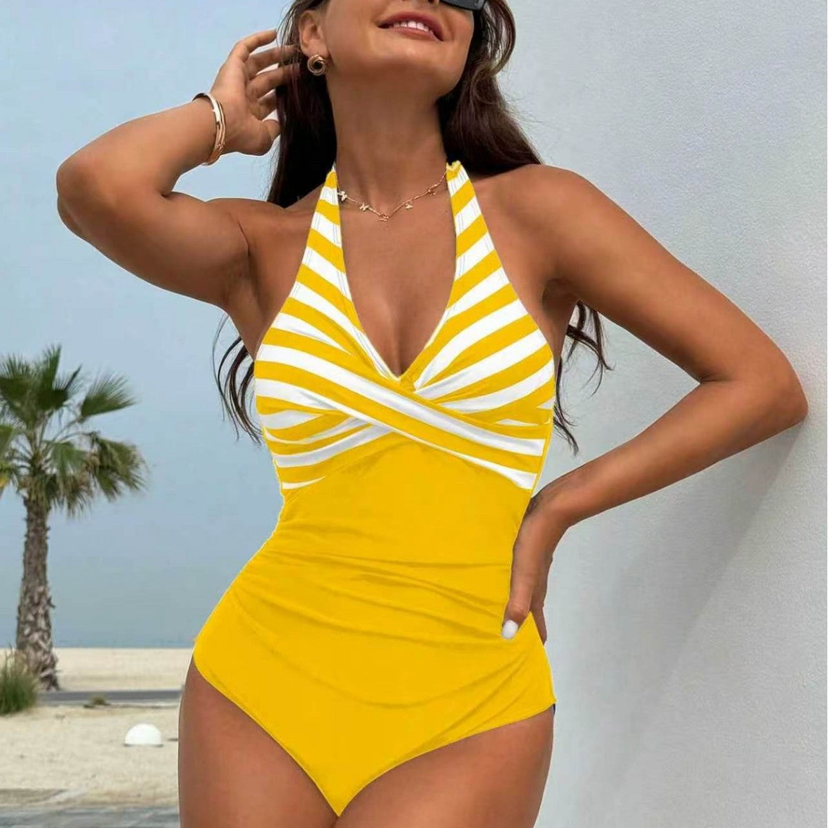 Women's Elegant Striped Swimsuit