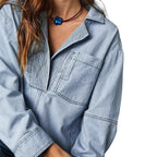 Women's Denim Shirt with Detailed Stitching