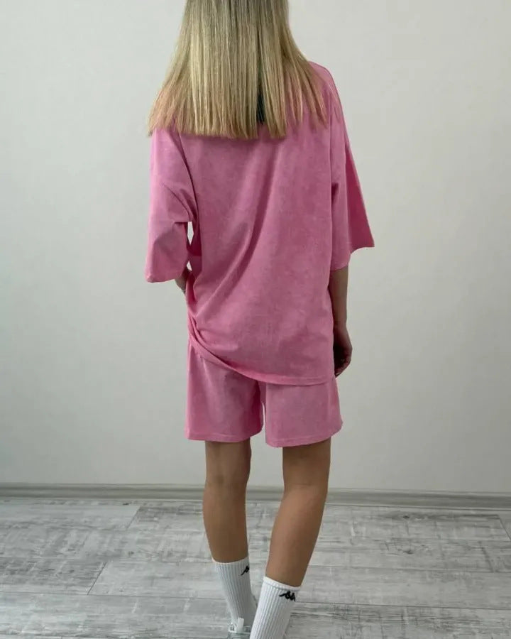 Women's Elegant Casual Set with Loose T-Shirt and Shorts