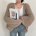 Women's Chunky Knit Cardigan with Relaxed Fit and Voluminous Sleeves