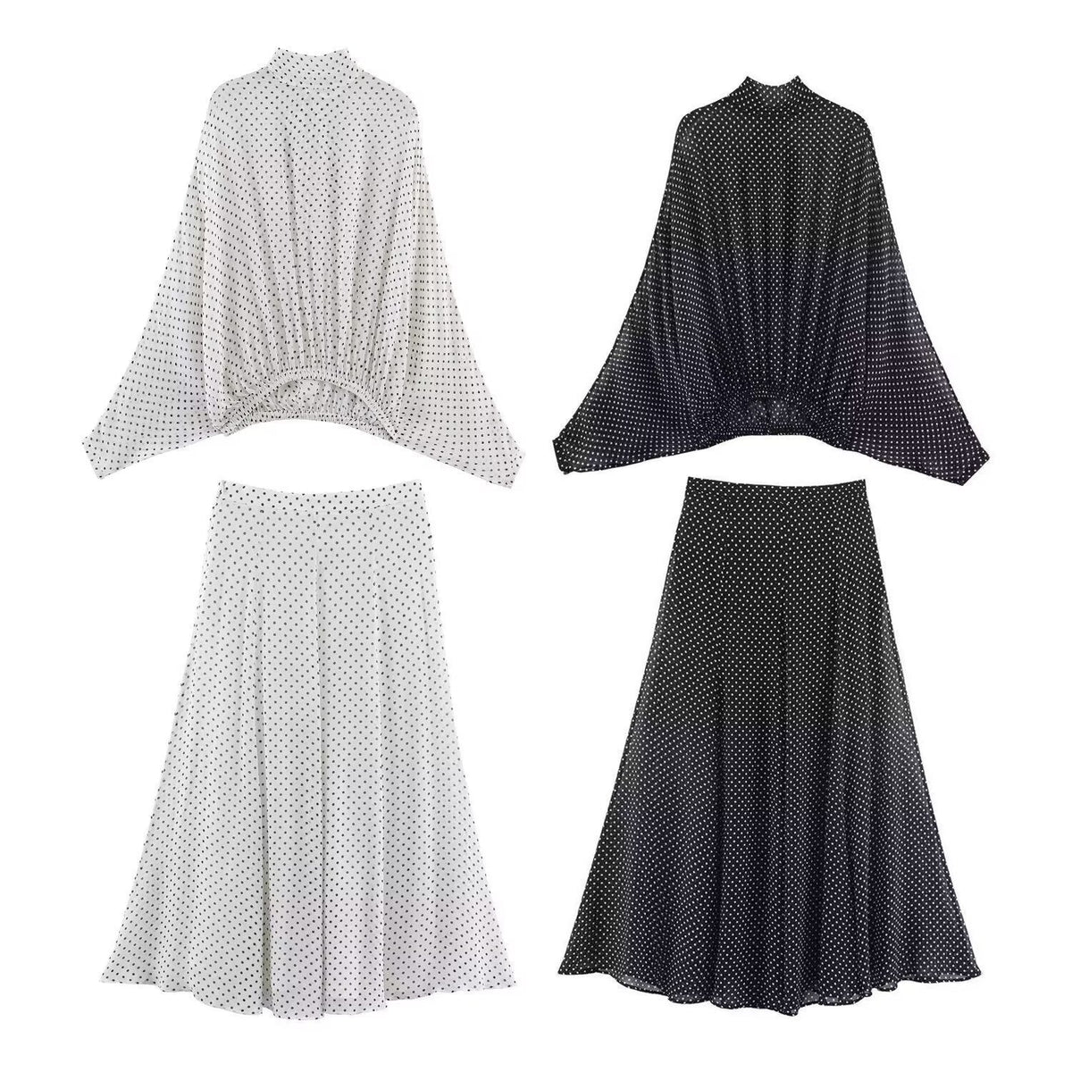 Women's Maxi Skirt with Elegant Polka Dot Pattern and Flowing Cut