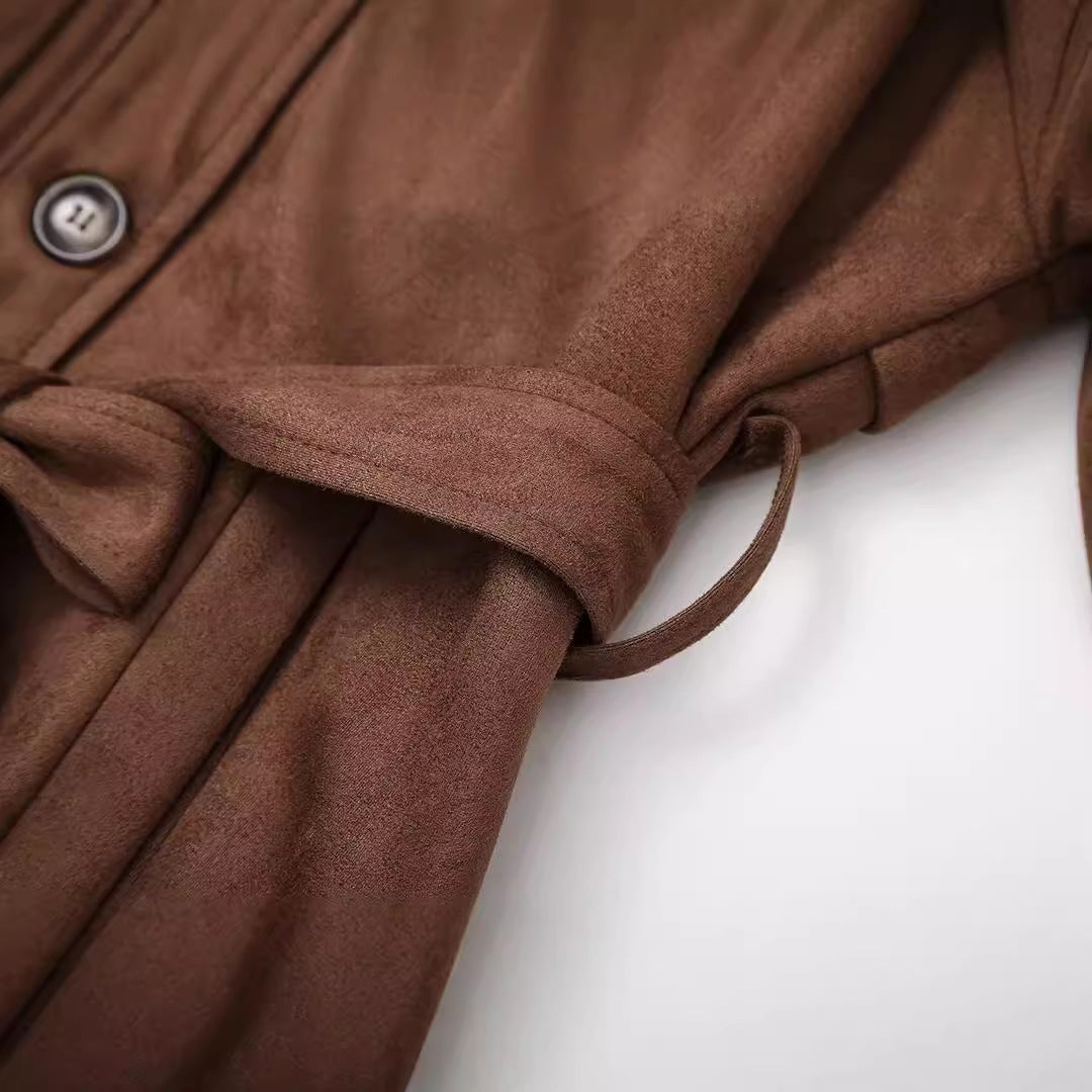 Elegant Suede Trench Coat