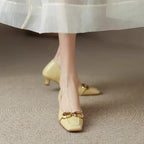 Women's Ballet Flats with Elegant Chain Accent