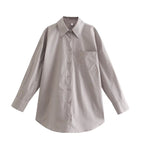 Women's Long-Sleeve Blouse with Elegant Cut and Cotton Fabric