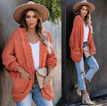 Women's Chunky Knit Jacket with Casual Contours and Large Pockets
