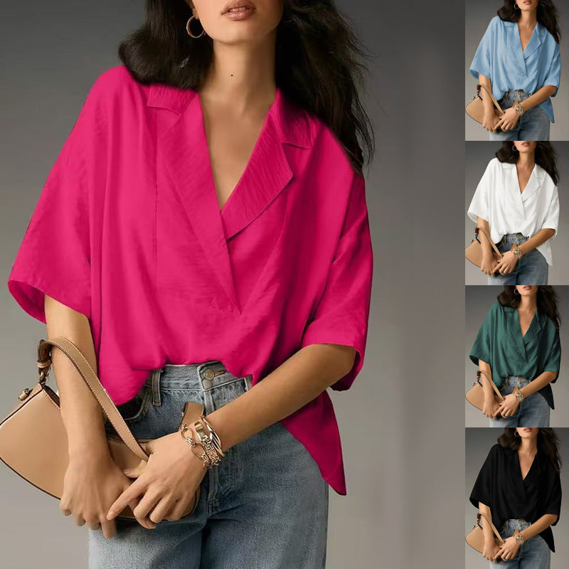Women's Airy Short-Sleeve Blouse in Modern Oversized Cut