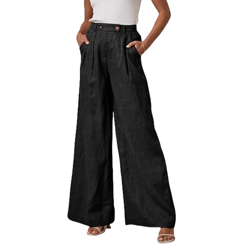 Women's Elegant High-Waisted Linen Trousers