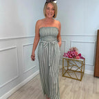 Elegant Striped Jumpsuit with Belt