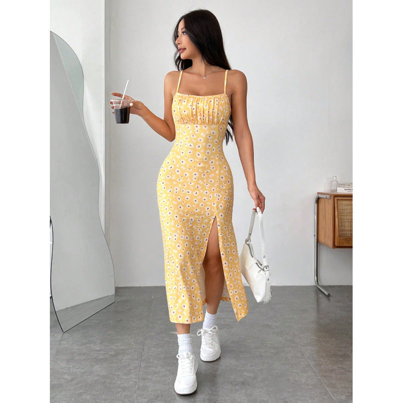 Women's Floral Spaghetti Strap Dress with Side Slit