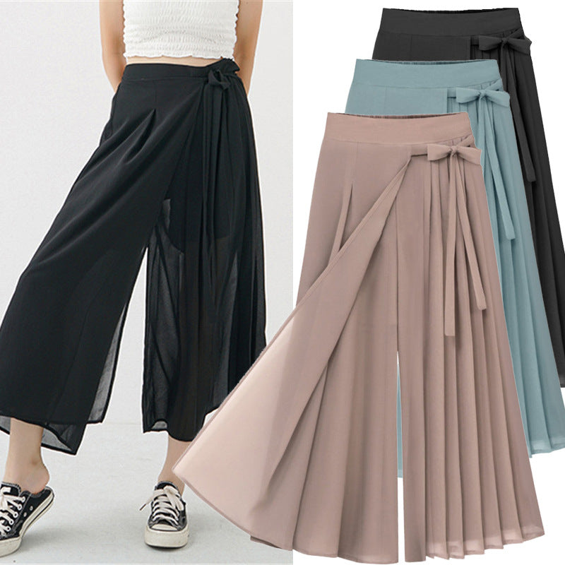 Women's Asymmetrical Wrap Midi Skirt with Pleated Detail