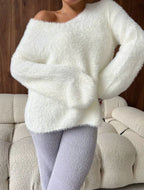 Women's Fluffy V-Neck Sweater