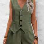 Women's Sleeveless Blazer with Shorts