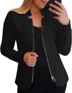 Women's Biker Jacket with Innovative Cut and Zipper Details