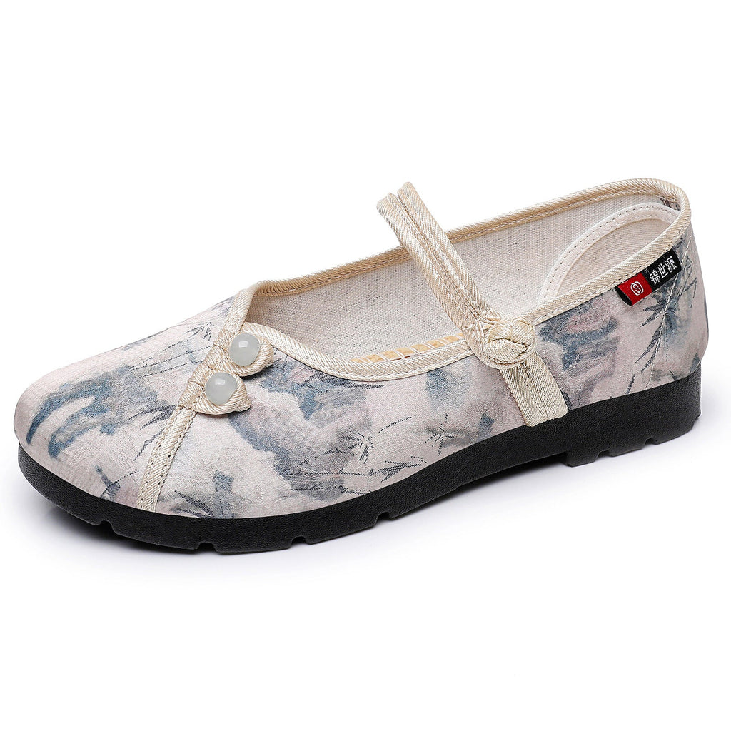 Women's Ballet Flats with Button Detail