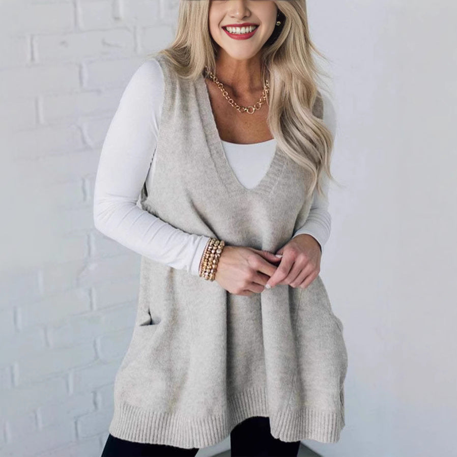Women's Knit Poncho with Side Pockets