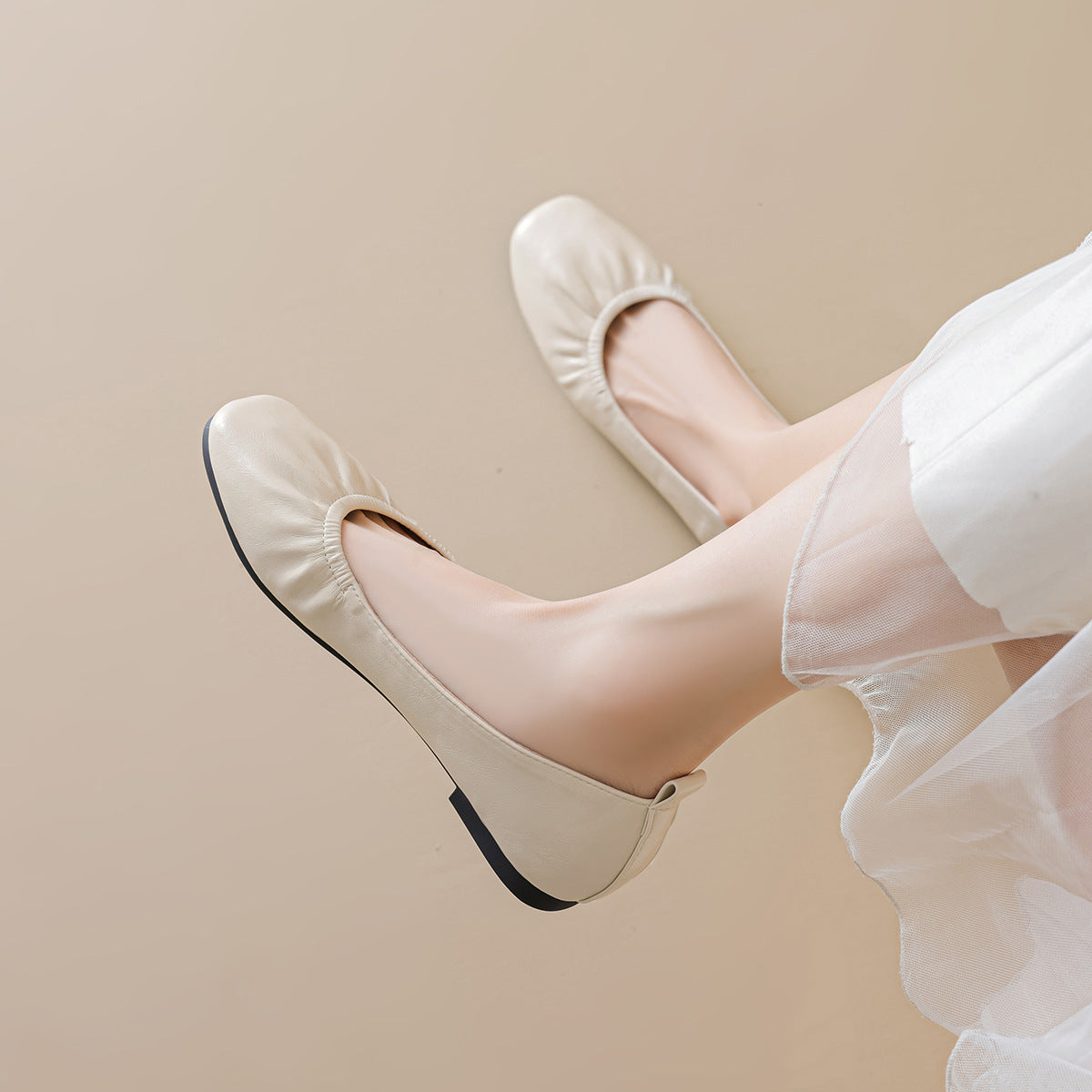 Women's Ballet Flats with Subtle Pleating