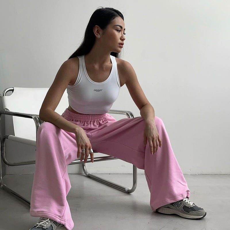 Women's Comfortable Casual Pants with Elastic Waistband and Wide Cut