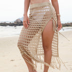 Women's Airy Crochet Skirt with Refined Fringe