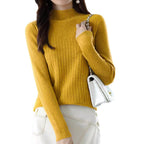 Elegant Women's Turtleneck Sweater with Fine Ribbed Texture