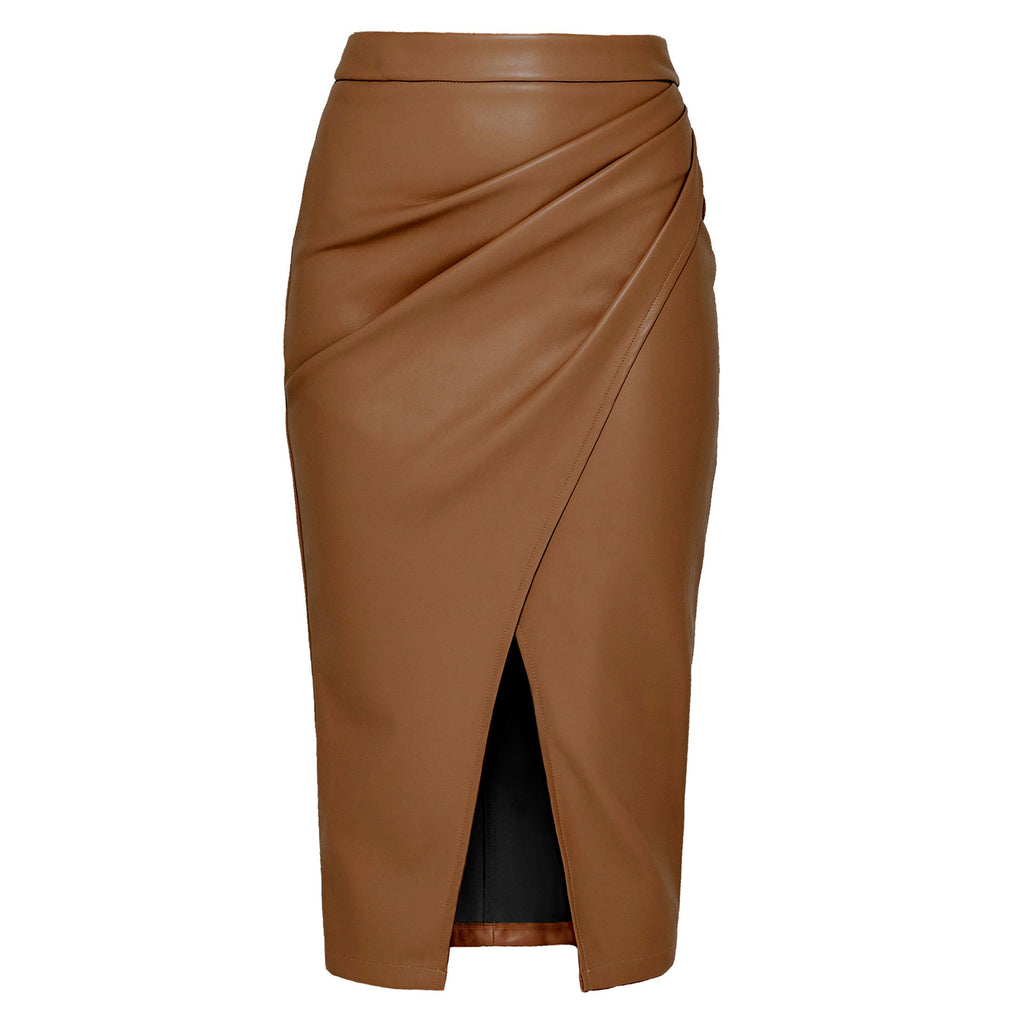 High-Waisted Vegan Wrap Skirt