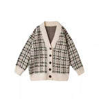 Women's Patterned Cardigan with Button Placket and V-Neck
