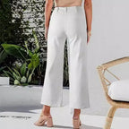 Women's High-Waist Jeans with Button Detail and Wide Leg