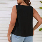 Women's Sleeveless Top with Button Details and Relaxed Fit