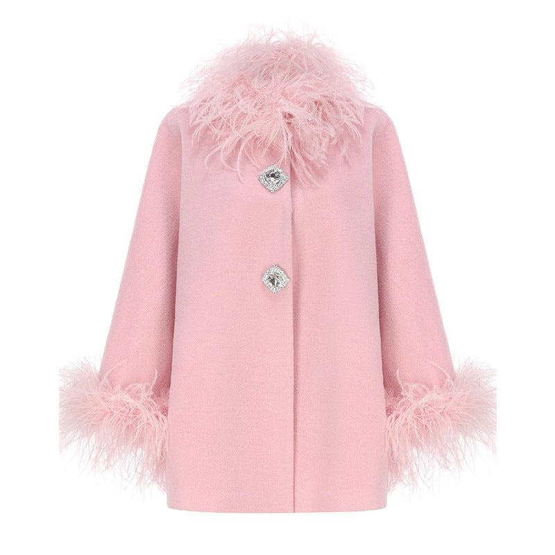 Elegant Women's Faux Fur Jacket with Glamorous Button Details