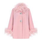 Elegant Women's Faux Fur Jacket with Glamorous Button Details