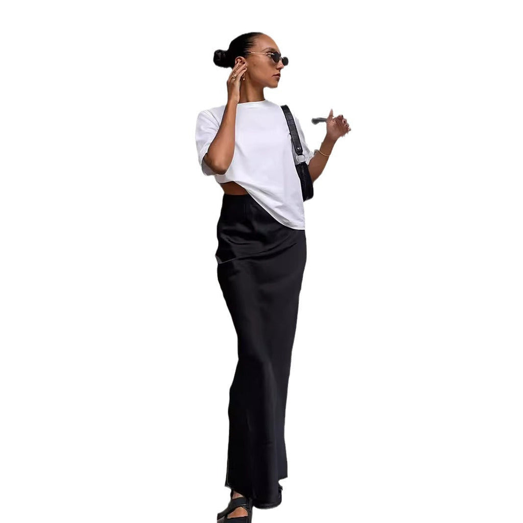 Women's High-Waisted Maxi Skirt with Side Slit