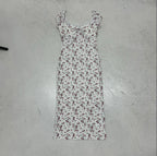 Women's Floral Dress with Playful Cut and Fine Lace Accents