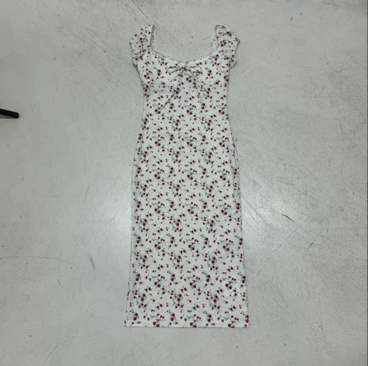 Women's Floral Dress with Playful Cut and Fine Lace Accents