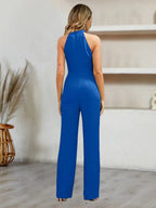 Elegant Women's Halter Neck Jumpsuit with Tie Belt