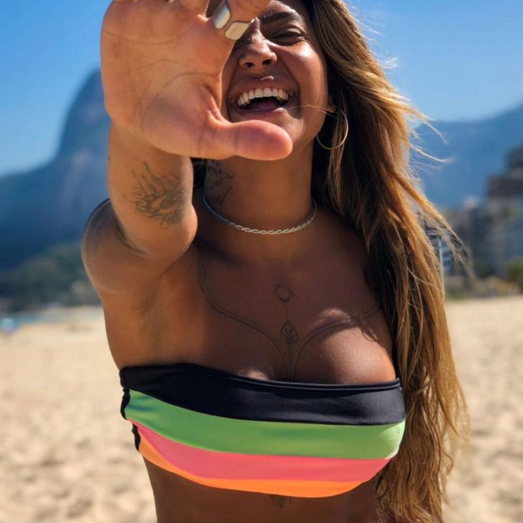 Women's Striped Bandeau Bikini