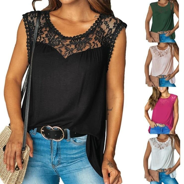 Women's Asymmetrical Lace-Detail Top