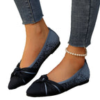 Women's Ballet Flats with Elegant Bow Design and Breathable Surface Structure