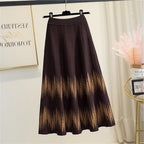 Women's Maxi Skirt with Wave Pattern and Elastic Waistband
