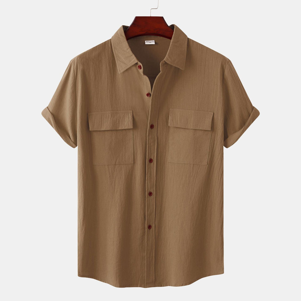 Women's Short-Sleeve Shirt with Practical Chest Pockets and Casual Structure