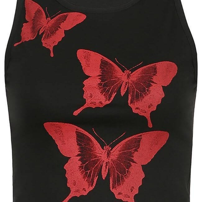 Women's Sleeveless Butterfly Print Top