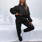 Women's Comfortable and Elegant Leisure Loungewear Suit with Drawstring and High Cuffs