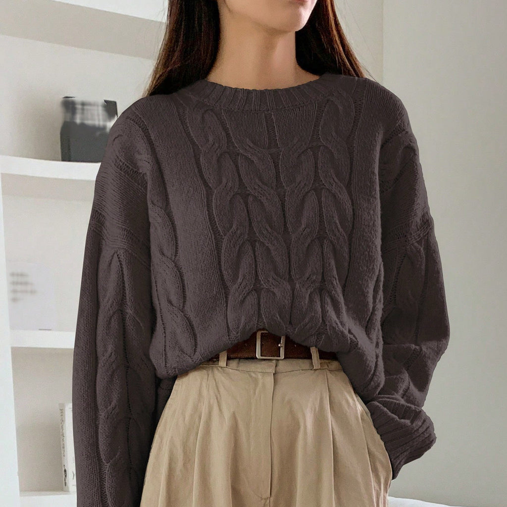 Patterned Knit Sweater with Voluminous Sleeves