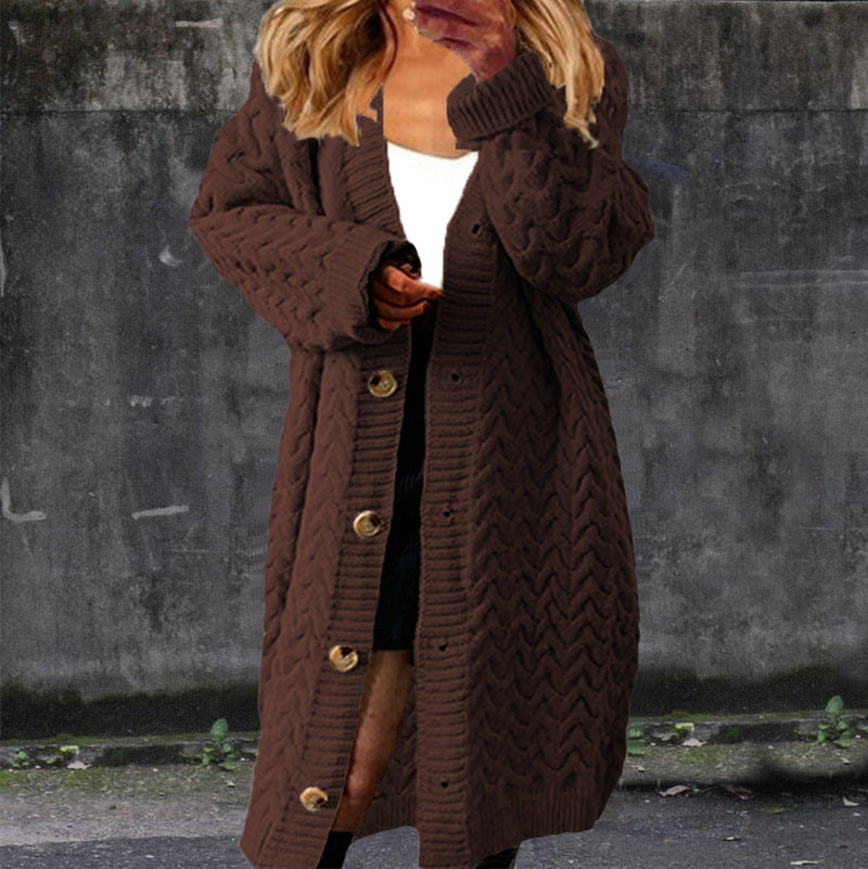 Women's Chunky Knit Cardigan with Button Details