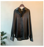 Elegant Fine Satin Blouse with Ruffle Details