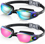 Swim goggles with adjustable head strap and anti-fog technology